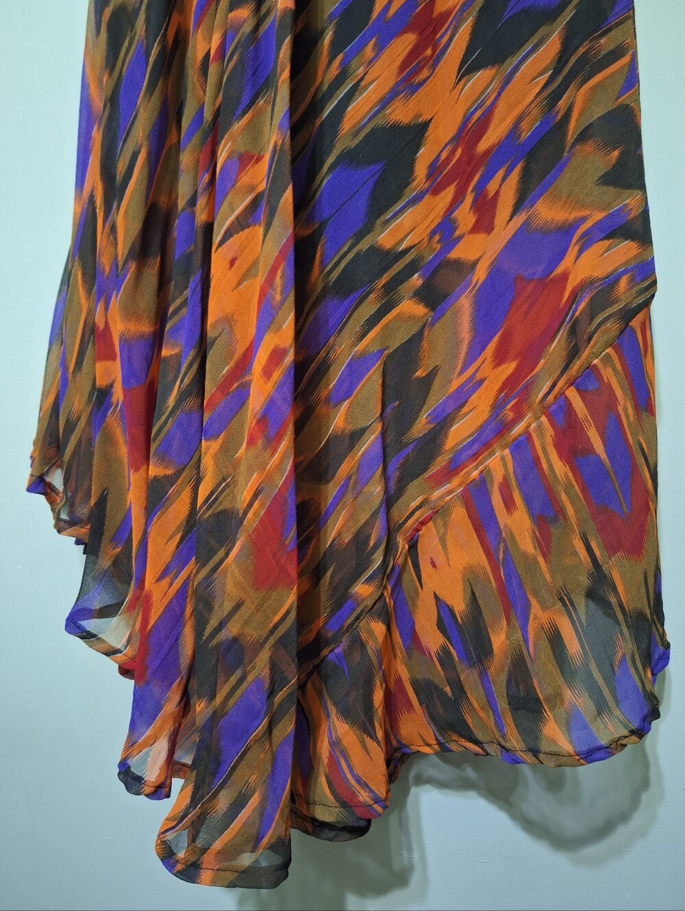 Vintage BAWA Canada Rayon Abstract Print Handkerchief Hem Maxi Dress 1X - Picture 6 of 12